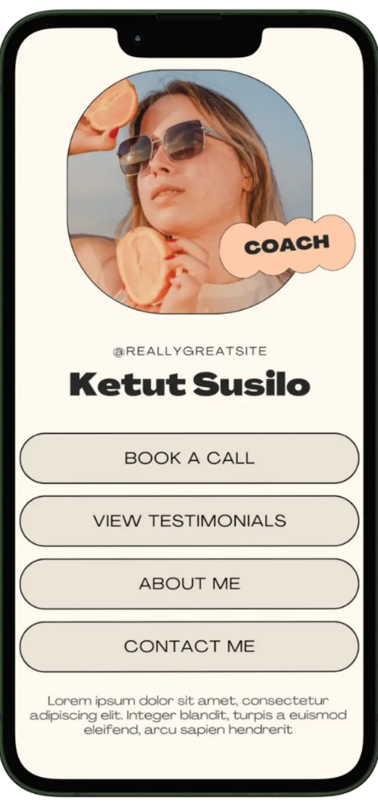 Screenshot of biolink page examples